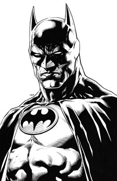 a black and white drawing of batman