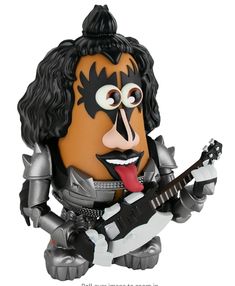 a cartoon character with an electric guitar in his hand and tongue sticking out from it's mouth