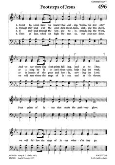 an old sheet music with the words footsteps of jesus