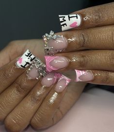 @thatgirlnailsit on intagram 🎬 Colourful Acrylic Nails, Pink Glitter Nails, Crazy Nails, Short Acrylic Nails Designs, Square Acrylic Nails, Fire Nails, Dope Nails, Short Acrylic Nails