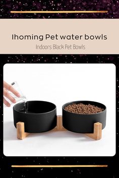 two bowls that have food in them and one bowl has water pouring out of it