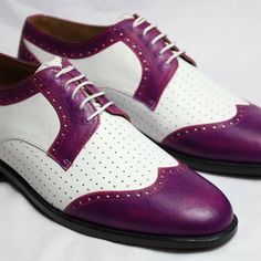 Classic and Unique Purple White Wingtip Oxford Dress Lace up Shoes For Men on Storenvy Mens Purple Dress Shoes, Purple Dress Shoes, Quality Leather Boots, Custom Design Shoes, Wingtip Oxford, Oxford Dress, Up Shoes, Dress Lace, Shoes For Men