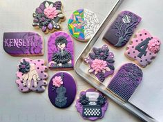 My wife just finished these Wednesday cookies for a sweet little girl’s 4th birthday. by djgray1356 Wednesday Cookies, Birthday Decorated Cookies, Wednesday Birthday, Wednesday Party, Decorated Cookies, In November, 4th Birthday, My Wife, Cookie Decorating