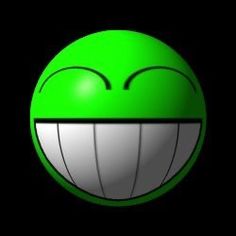 a green and white smiley face on a black background