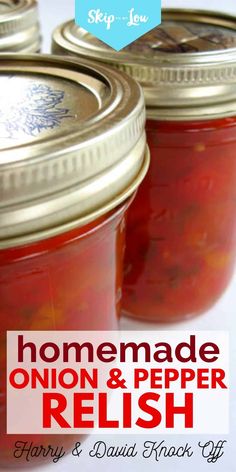 homemade onion and pepper relish recipe in jars