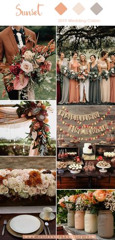 a collage of photos with flowers, candles and desserts on it in different colors