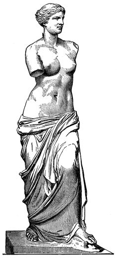 the statue of venus, vintage line drawing or engraving