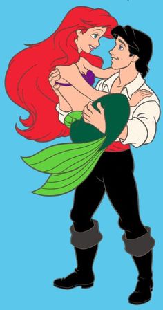 the little mermaid and prince hugging each other