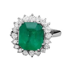 4.40 Carats Natural Emerald and Diamond 14K Solid White Gold Ring Total Natural Green Emerald Weight is: Approx. 3.60 Carats Emerald Measures: Approx. 10.00 x 9.00mm Natural Round Diamonds Weight: Approx. 0.80 Carats (color G-H / Clarity SI1-SI2) Ring size: 7 (free re-sizing available) Ring total weight: Approx. 5.0 grams Disclaimer: all weights, measurements and colors are approximate and may vary slightly from the listed dimensions or as seen in the image. All pictures are magnified to show th