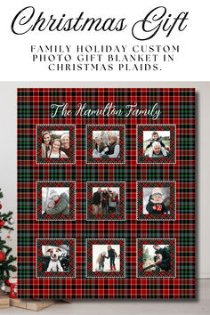 Plaid Photo Christmas Quilt Personalized Fleece Blanket Rustic Family Photos, Family Photo Blanket, Family Photo Christmas, Family Photo Gifts, Family Photo Collages, Family Monogram, Christmas Blanket, Customized Photo Gifts, Christmas Family Photos