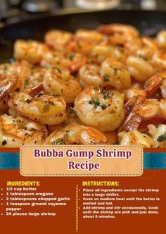 the menu for bubba gump shrimp recipe