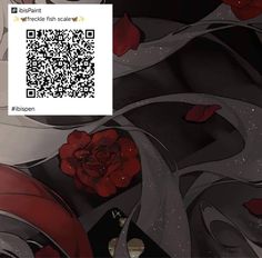 a red rose sitting on top of a black and white background with qr code