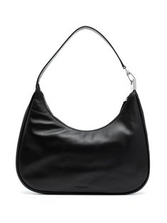 black leather single flat top handle silver-tone hardware top zip fastening main compartment internal zip-fastening pocket Classic Staud Shoulder Bag, Classic Staud Shoulder Bag For Everyday Use, Black Staud Shoulder Bag For Formal Occasions, Staud Black Formal Shoulder Bag, Formal Black Staud Shoulder Bag, Staud Leather Bag, Classic Staud Bags, Staud Black Formal Bags, Elegant Black Staud Shoulder Bag