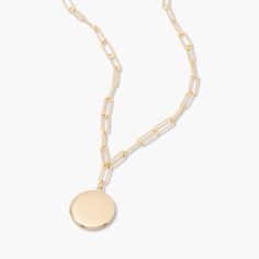 Need a beautiful way to keep a special memory close to your heart? This 14k gold covered elongated link locket is the necklace for you. Have your locket engraved with the initials of your or a loved one’s name. A timeless piece of jewelry that is a favorite with women of all ages that combines classic design with a modern edge. Available in 14k gold plated brass 3/4" locket 18" elongated link paperclip chain with 2" extender Lobster claw closure Made in the USA With engraving this item is FINAL Gold-tone Locket Necklace, Gold Link Locket Jewelry, Elegant Personalized Oval Link Locket Necklace, Elegant Personalized Oval Locket Necklace, Wedding Locket Necklace With Oval Link, Modern Jewellery Design, S Name, Gift Kit, Modern Jewelry