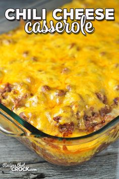 a casserole dish filled with cheese and meat