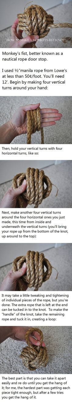 the instructions for how to tie a knot in two different ways, including tying it with rope