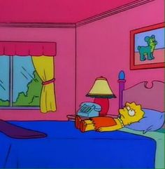 the simpsons is laying in bed with his feet up