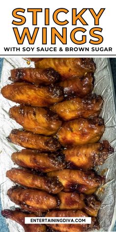 sticky wings with soy sauce and brown sugar