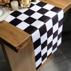 PRICES MAY VARY. Material: Polyester Vinyl, Durable, Easy to clean. Classic Black and White Checkered Design is timeless, and every day use. Table runner measures 12x72’’ ( 32*183 cm ) in size. This Black and White Checkered Table Runner will COOL finish to your most important moment. It is easy to dress up or down for holidays or dinner parties. Checkered table runner designed specially for your family dinner, birthday party, wedding, classroom decoration,and home decoration every day use. Chec Chess Birthday Party, Chess Birthday, Checkerboard Table, Retro Baby Showers, One Happy Dude, Picnic Table Covers, Autumn Wedding Inspiration, Wedding Runner, Racing Theme