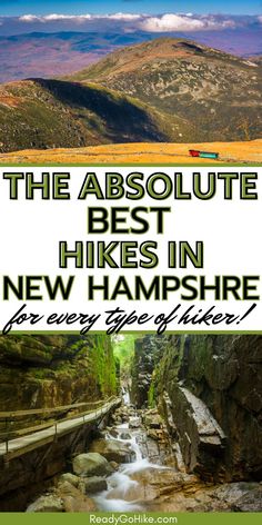 Picture of view from Mount Washington and long suspended bridge over rocks with text overlay The Absolute Best Hikes in New Hampshire for Every Type of Hiker! Ohio State Parks, Beginner Hiking, Stunning Scenery, Hiking Photography, Connect With Nature, Hiking Destinations, Pacific Crest Trail, North Cascades