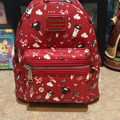 Disneypark Christmas Loungefly Backpack Nwt Red Disney Style Backpack For Disney Trips, Cheap Red Disney Bags, Red Disney Backpack, Red Disney School Bags, Disney Red School Bag, Red Disney Travel Bag, Disney Red Standard Backpack, Disney Christmas Loungefly Backpack, Nightmare Before Christmas Purse