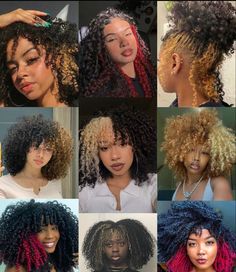 Different Hair Dye Styles Curly Hair, Hair Colors For 4c Hair, Curly Hair Afro Hairstyles, Colored Hair Ideas For Black Women, Red Hair Dye Ideas Black Women, Mixed Curly Hair Dye Ideas, Died Hairstyles Hair Dye Curly, Dye Styles For Curly Hair, Different Color Hair Ideas Black Women