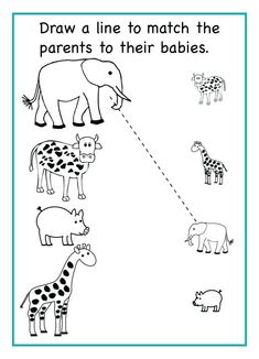 an elephant, giraffe and zebra are shown in this worksheet