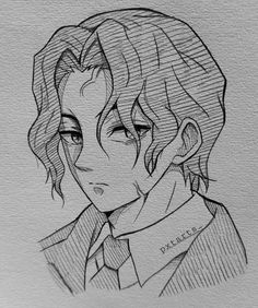 a drawing of a boy with long hair