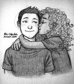 a drawing of two people hugging each other with the words air nadda on them