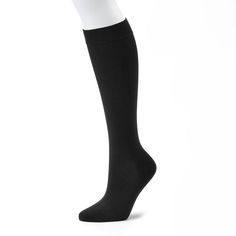 These women's Dr. Motion compression socks give you the graduated support to help relieve tired, aching legs and feet. These knee highs add a modern pattern under trousers and leggings with the ribbed design. Ribbed pattern Graduated compression to help circulation Reduces swelling & energizes your legs FIT & SIZING Fits shoe size 4-10 Smooth seamless toe for comforted fit FABRIC & CARE Microfiber nylon/elastic Non-binding, comfort band construction Machine wash Imported Size: 9-11. Black Mid-calf Socks, Black Stretch Breathable Knee-high Socks, Comfortable Stretch Black Knee-high Socks, Aching Legs, Womens Compression Socks, High Knees, Compression Socks, Knee High Socks, Socks And Tights