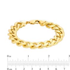 Keep your attire looking fresh and up-to-date with minimal effort when you wear this solid 14K gold curb chain bracelet. Fashioned in solid 14K gold This classic curb chain features a 12.5mm-wide design for a bolder look. The 9.0-inch bracelet secures with a lobster claw clasp. Yellow Gold Cuban Link Bracelet, 14k Gold Cuban Link Bracelet With Curb Chain, Modern Gold Bracelet With Oval Link Curb Chain, Modern Gold Cuban Link Bracelet With Curb Chain, Yellow Gold Cuban Link Bracelet With Oval Links, Modern 14k Gold Cuban Link Bracelet, Classic 14k Gold Cuban Link Bracelet With Curb Chain, Modern Gold Cuban Link Bracelet, Tarnish Resistant Yellow Gold Cuban Link Bracelet