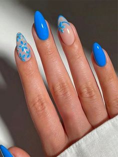 Multicolor  Collar  ABS  Color Nails,Bare Nails,3D Nails Embellished   Nail,Hand & Foot Care Simple Spring Nails, Short Fake Nails, Nagel Tips, Easy Nails, Blue Nail Designs, Vacation Nails