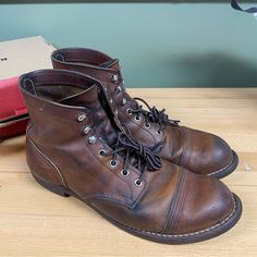 Redwing Iron Ranger 8085 10d Copper Rough And Tough Leather Well Worn, Taken Care Of Boots With A Great Patina. Original Box. Stored In Special Order Redwing Cotton Bag Protectors. Needs Complete Resole. Iron Ranger 8085, Redwing Iron Ranger, Iron Ranger, Mens Outfit Inspiration, Men Formal, Red Wings, Cotton Bag, Patina, Original Box