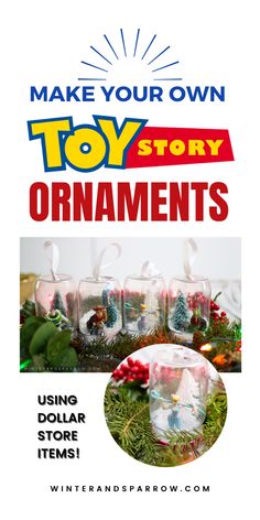 an advertisement for toy story ornaments