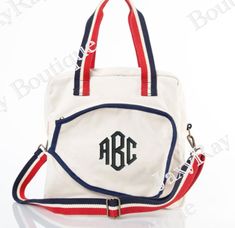 High Quality Monogrammed Tennis Tote Bag-  All of the shop item is personalized with beautiful embroidery thread. Play your game in style! Racket sport that anyone can play, crafted with heavy weight canvas, nylon inner linning and adjustable straps. ＊＊＊Placing a Order＊＊＊ Please Copy and Paste in "Notes To Seller": 1. Font Style  2. Thread Color 3. Initials or Name Font Samples and Threads swatch are listed on the photo section. Traditional Women's and Couple's monogram is First/LAST/Middle  (Example: ''Emma Marie Bates'' eBm) Traditional Men's Monogram is First/Middle/Last (Example:'' Preston Logan Bates '' PLB) ＊＊＊＊＊＊＊＊＊＊＊＊＊＊＊＊ Detail of the pickleball bag 13" H X 14" W X 6" D 2.00 lbs 18 oz Canvas Zip closure and adjustable crossbody strap Wipeable lined interior with zip pocket Spot cl White Travel Bag With Embroidered Logo, White Rectangular Shoulder Bag With Embroidered Logo, White School Bags With Letter Embroidery, White Sporty Bag As Gift, Sporty White Bag As Gift, Sporty White Bag Suitable For Gifts, Monogram Rectangular School Bag, Sporty Travel Bag With Embroidered Logo, White Monogram Bag For Everyday Use