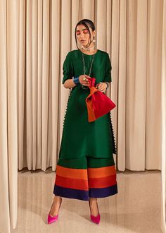 Green Silhouette, Hussain Rehar, Look Working Girl, Red And Purple, Stylish Dress Book, Purple Shirt, Orange And Green, Stylish Dress Designs, Designs For Dresses