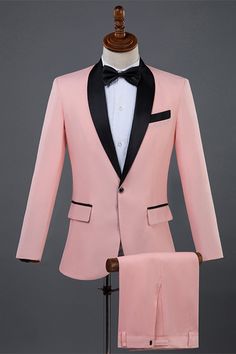 Cleveland Fancy Pink Shawl Lapel Two Pieces Men Suits For Wedding Men's Boutique, Dress Coats, Prom Tuxedo, Shawl Collar Blazer, Pink Shawl, Suits Men, Performance Dresses, Pink Men, Tuxedo For Men