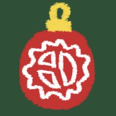 a red ornament with the letter d on it