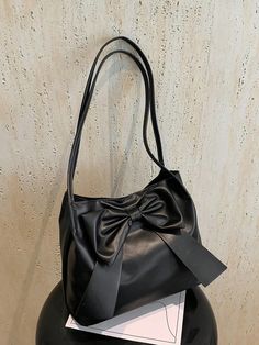 Chic Bow Knot Bucket Bag: The Must-Have Accessory for Fashionistas Thi Travel Chic, Clutches For Women, Knot Design, Woven Tote Bag, Summer Essential, Motorcycle Style, Bow Knot, Canvas Shopping Bag, Summer Black