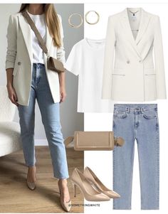 Outfits For Real Estate For Women, Winter Business Outfits, Stylish Outfits Casual, Stile Casual Chic, Chique Outfits, Blazer Jeans