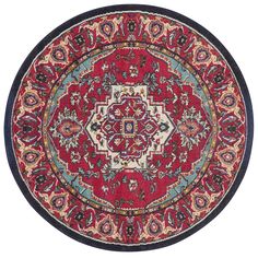 a red and blue rug on a white background