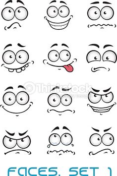 various cartoon faces with different expressions