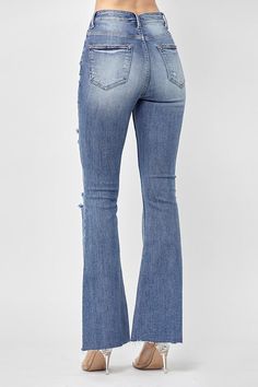 We love our comfy jeans around here, and these Risen jeans do not disappoint! These have so many great features - high rise, distressed, raw hem, flare! Rise 11" | Inseam 32" Mid-rise Light Wash Distressed Flare Jeans, Mid-rise Distressed Medium Wash Flare Jeans, Light Wash Distressed Mid-rise Flare Jeans, Mid-rise Ripped Dark Wash Flare Jeans, Dark Wash Mid-rise Ripped Flare Jeans, Dark Wash Ripped Mid-rise Flare Jeans, Distressed Denim Flare Jeans For Fall, Mid-rise Distressed Denim Blue Flare Jeans, Non-stretch Distressed Denim Flare Jeans