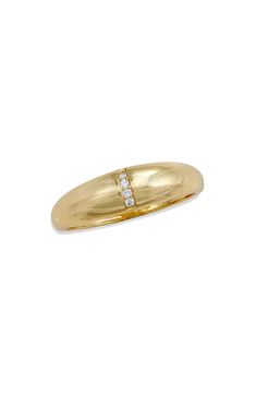 A row of cubic-zirconia stones further the shine of this polished dome ring that's gleaming in goldtone plate. Goldtone plate/cubic zirconia Imported Concert Looks, Dome Ring, Preppy Look, Flip Flop Slippers, Domed Ring, Sweaters And Leggings, Sam Edelman Shoes, Womens Jewelry Rings