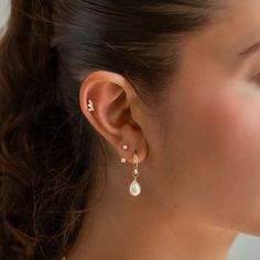 Stylishly cool earring jackets are crafted with two 3mm Freshwater Pearls| Lead and Nickel free.Sold as a PAIR Gold Vermeil (Thick layer of Gold plated over Sterling Silver) Pearl Size 3mm(0.12in) Adjustable, fits 6-11mm(0.25x0.4in) Push butterfly back closure #E175-GPL Wedding Earrings Hair Down, Double Ear Piercing Ideas Classy, Elegant Hypoallergenic Huggie Ear Climbers, Ear Piercings Wedding, Elegant Everyday Ear Cuff, Elegant Dangle Ear Wire Piercing, Elegant Dangle Ear Wire Piercings, Elegant Hypoallergenic Teardrop Piercings, Elegant Hypoallergenic Ear Cuff For Anniversary