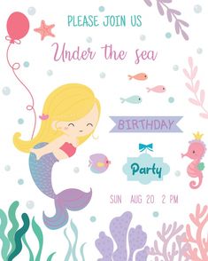 a little mermaid birthday party with under the sea theme, including balloons and other items