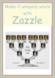 a family tree with pictures hanging from it's branches and the words, make it uniquely yours with zazzle