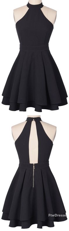 charming black halter homecoming dresses sleeveless mini prom homecoming dress Halter Homecoming Dress, Black Homecoming Dress, Short Homecoming Dress, Black Halter, Grad Dresses, Van Cleef Arpels, Dresses For Teens, 여자 패션, Homecoming Dress