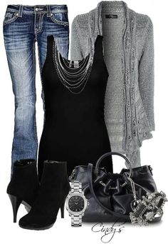 Fall... Cardigan Jeans, Biker Shorts Outfit, Mode Casual, Polyvore Outfits