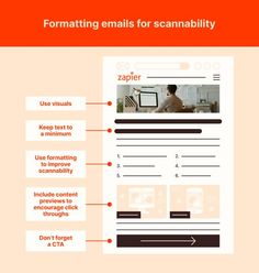 a computer screen with the words formating emails for scanabiity